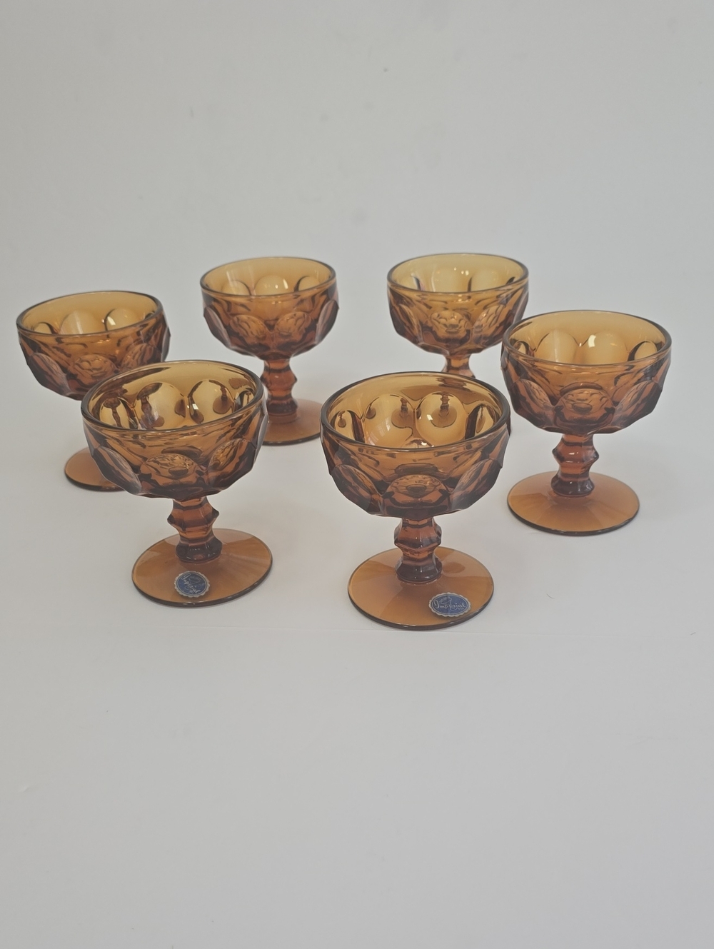 Vintage Imperial USA Set Of 6 Provincial Amber Sherbet Champagne Glasses